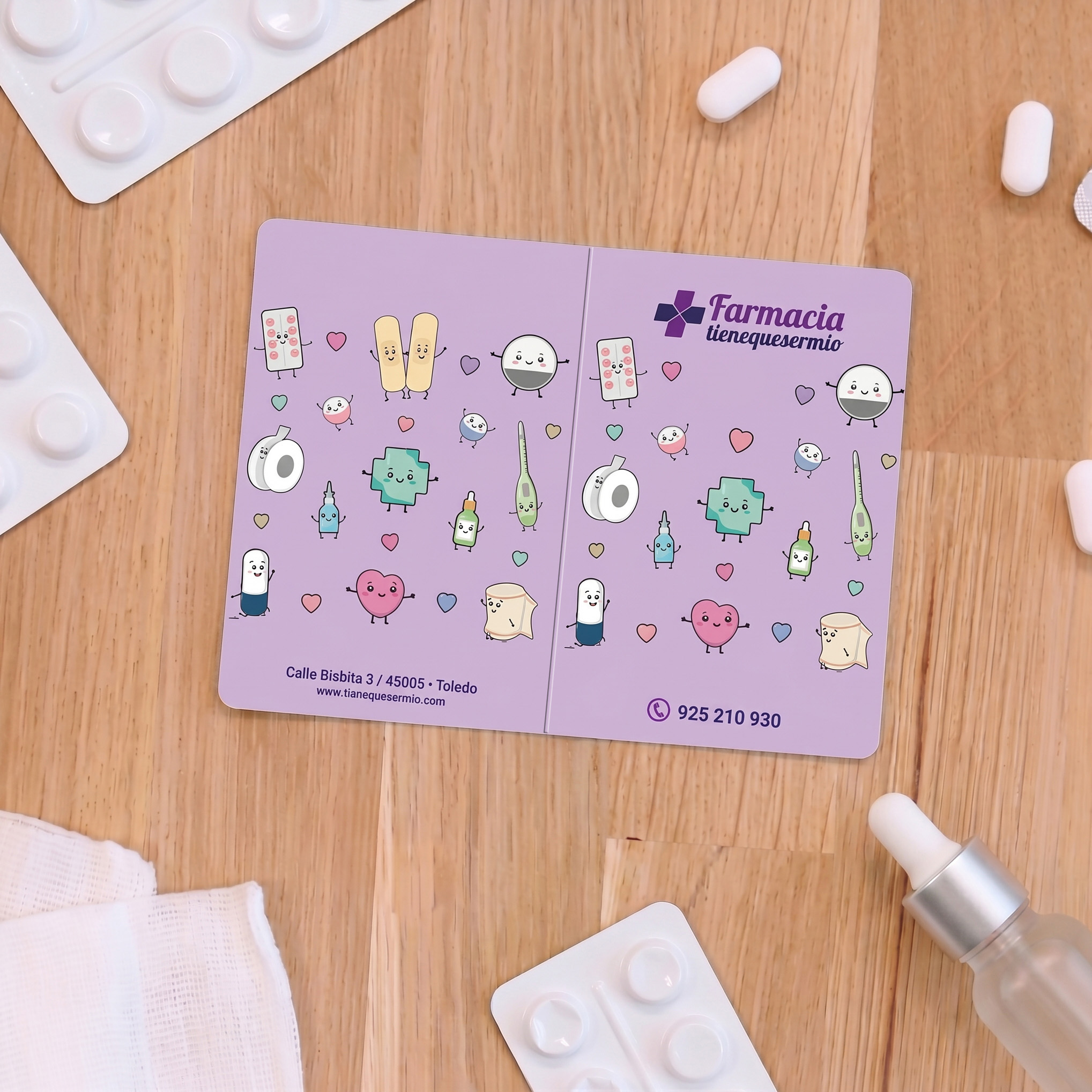 Tarjetero Farmacia malva